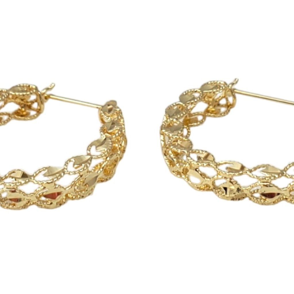 14k Yellow Gold Round Faceted Hoops #16519